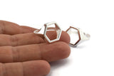 Silver Hexagon Ring, 925 Silver Adjustable Hexagon Rings - Pad Size 12x14mm N0062