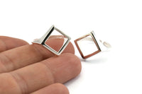 Silver Diamond Ring, 925 Silver Diamond Shape Adjustable Rings N0066