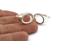 Silver Oval Ring, 925 Silver Oval Adjustable Rings N0053
