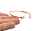 Rose Gold Star Cuff, 1 Rose Gold Lacquer Plated Brass Wire Bracelet Brc233 Q0010