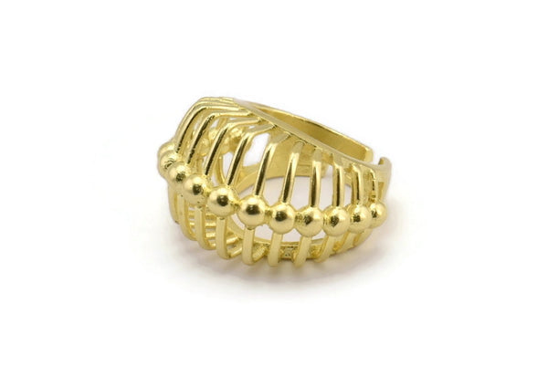 Brass Ball Ring, Raw Brass Adjustable Ball Ring N2113
