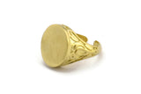 Brass Ring Settings, 2 Raw Brass Adjustable Duke Rings Settings - Pad Size 16x14mm N0730