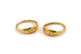 Gold Adjustable Ring, 2 Gold Plated Brass Leaf Theme Adjustable Rings (17mm) SY0134 H0341