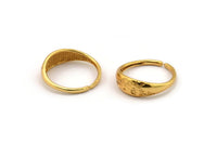 Gold Adjustable Ring, 2 Gold Plated Brass Leaf Theme Adjustable Rings (17mm) SY0134 H0341