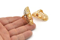 Gold Boho Ring, Gold Plated Brass Adjustable Ring Mn73 Q0541